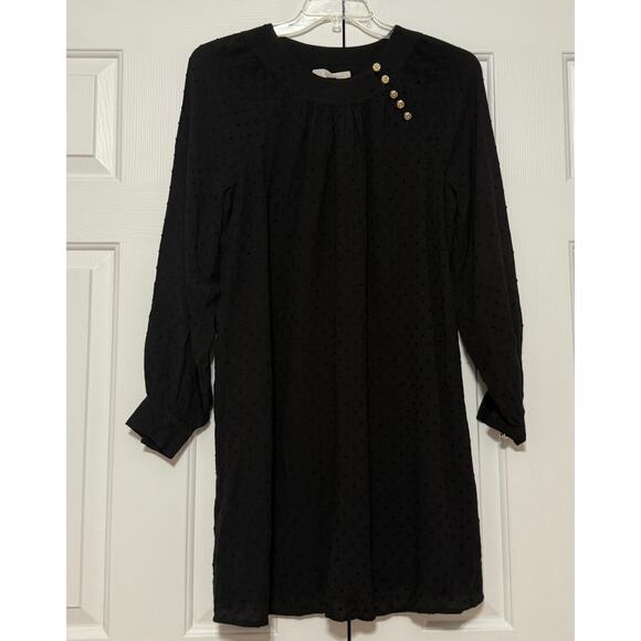 NWT LOFT Clip Button Swing Dress, Black, Size M/8 - Picture 3 of 7
